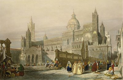 La cattedrale di Palermo, Sicilia, inciso da John Le Keux c.1840 da William Leighton Leitch